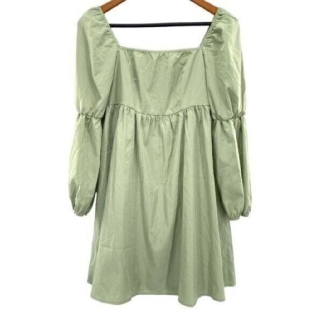 Xlura Sage Green Off Shoulder Babydoll Dress
